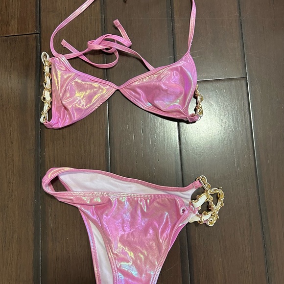 SHEIN Pink Metallic Chain Bikini Set – Size S - Picture 3 of 4